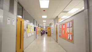 College Hill Middle School Case Study, picture looking down hallway